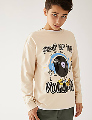 Pure Cotton Music Print Top (6-16 Yrs)