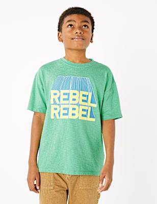 Cotton Rebel Rebel Slogan T-Shirt (6-16 Years)