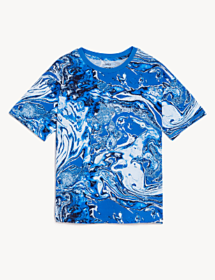Pure Cotton Marble Print T-Shirt