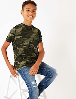 Pure Cotton Camo Print T-Shirt (6-16 Yrs)