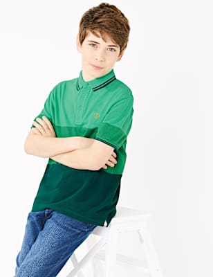 Cotton Block Stripe Polo Shirt (6-16 Yrs)