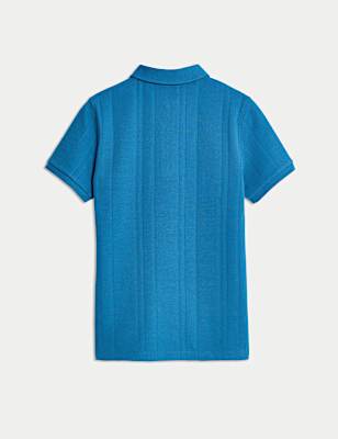 Pure Cotton Textured Zip Polo Shirt (2-16 Yrs)