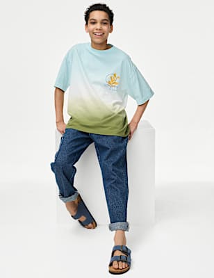 Pure Cotton Ombre Slogan T-shirt (2-16 Yrs)