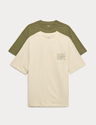 2 Pack Pure Cotton Graphic T-Shirts (6-16 Yrs)