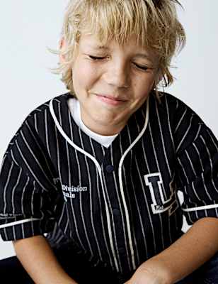 Pure Cotton Striped Baseball Shirt (6-16 Yrs)