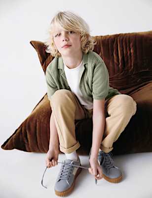 Pure Cotton Knitted Textured T-Shirt (6-16 Yrs)