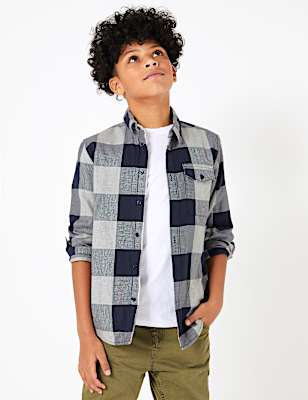 2 Piece Cotton Checked Shirt with T-Shirt (6-16 Yrs)