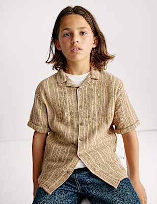 Pure Cotton Textured Striped Shirt (6-16 Yrs)