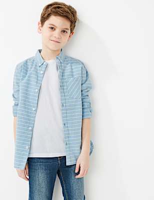 Cotton Horizontal Striped Shirt (6-16 Years)