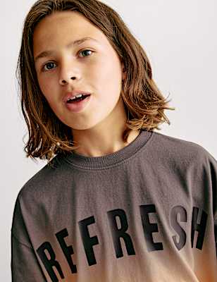 Pure Cotton Ombre Refresh Slogan T-Shirt (6-16 Yrs)