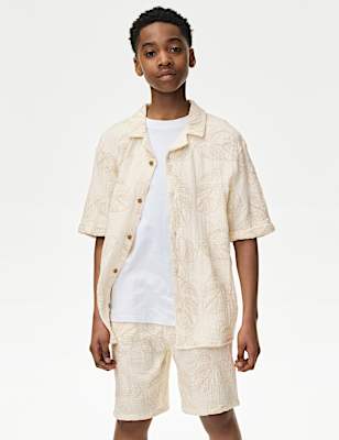 Pure Cotton Textured Palm Tree Shirt (2-16 Yrs)