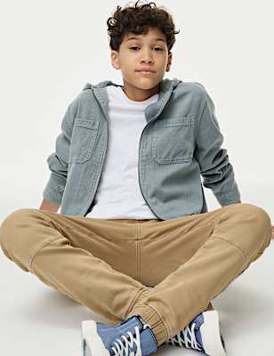 Cotton Blend Hooded Zip Shacket (6-16 Yrs)