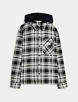 Cotton Rich Checked Hooded Shirt (6-16 Yrs)