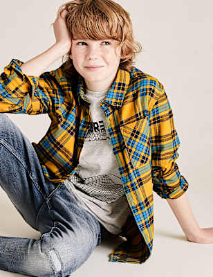 Cotton Checked Shirt with T-Shirt (6-14 Yrs)