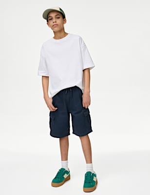 Pure Cotton Cargo Shorts (6-16 Yrs)