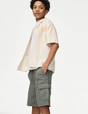 Pure Cotton Cargo Shorts (6-16 Yrs)