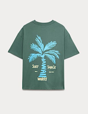 Pure Cotton Hawaii Surf Graphic T-Shirt (6-16 Yrs)