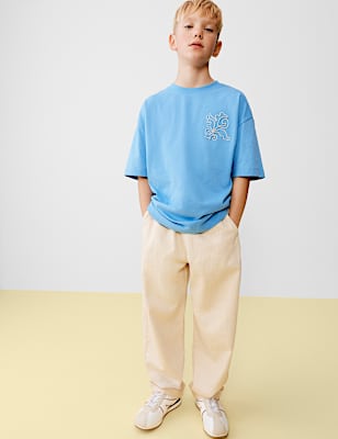 Relaxed Cotton Rich Lightweight Trousers (6-16 Yrs)