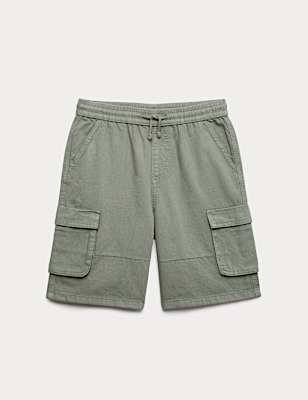 Pure Cotton Cargo Shorts (6-16 Yrs)