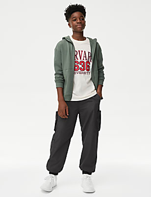 Pure Cotton Cargo Trousers (6-16 Yrs)