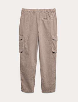 Pure Cotton Woven Cargo Trousers (6-16 Yrs)