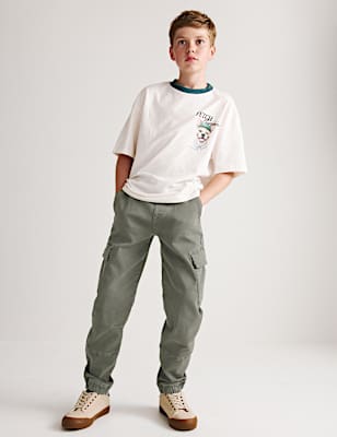 Cotton Rich Stretch Cargo Trousers (6-16 Yrs)