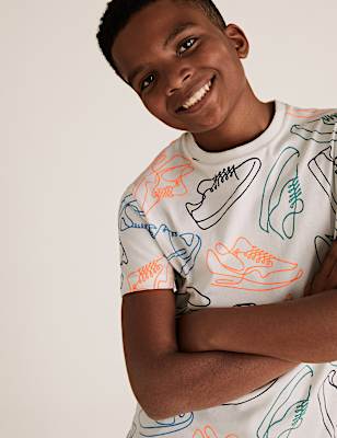 Cotton Trainer Print T-Shirt (6-16 Yrs)