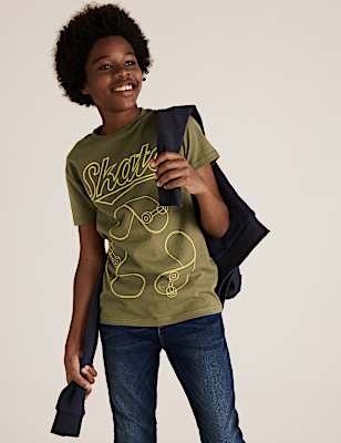 Cotton Skate Slogan T-Shirt (6-16 Yrs)