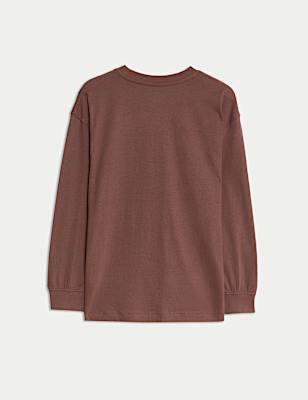 Pure Cotton Plain Long Sleeve Top (6-16 Yrs)
