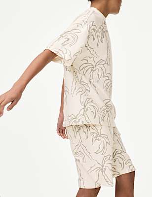 2pc Pure Cotton Palm Tree T-Shirt and Shorts (6-16 Yrs)