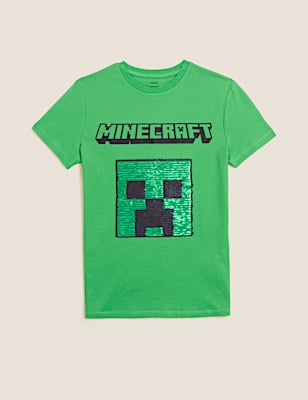 Pure Cotton Minecraft&trade; Sequin T-Shirt (6-16 Yrs)