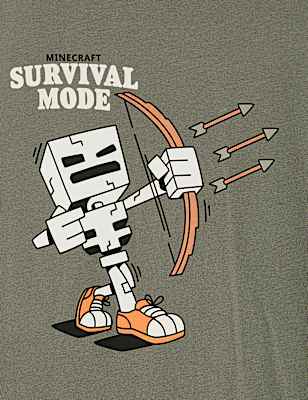 Pure Cotton Minecraft™ Graphic Top (6-16 Yrs)