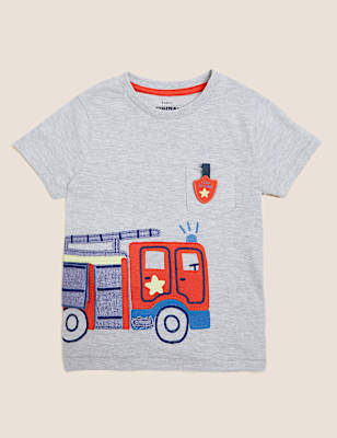 Cotton Rich Fire Truck T-Shirt (2-7 Yrs)