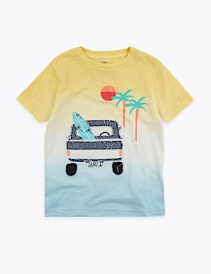 Cotton Truck Applique T-Shirt (2-7 Yrs)