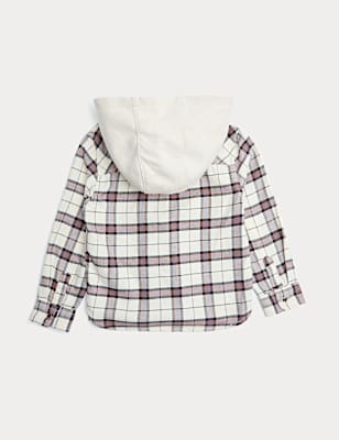 Pure Cotton Checked Hooded Shirt (2-8 Yrs)