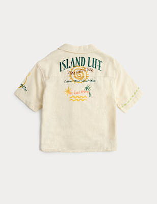 Linen Blend Print Shirt (2-8 Yrs)