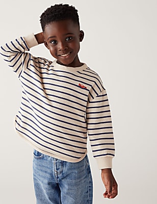 Cotton Rich Striped Sweatshirt