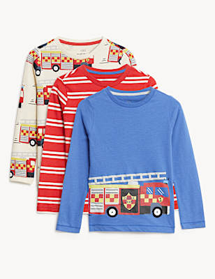 3pk Pure Cotton Fire Engine Tops