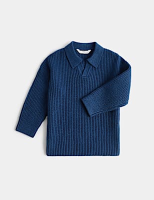 Cotton Rich Trophy Neck Knitted Jumper (2-8 Yrs)