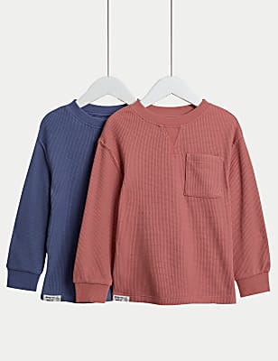 2pk Cotton Rich Textured Tops (2-8 Yrs)