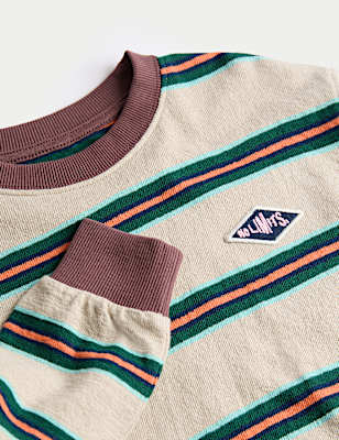 Pure Cotton Textured Striped Long Sleeve Top (2-8 Yrs)