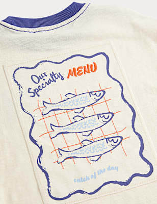 Pure Cotton Fish Graphic T-Shirt (2-8 Yrs)