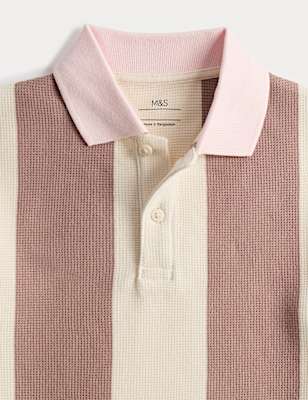 Pure Cotton Striped Waffle Rugby Top (2-8 Yrs)