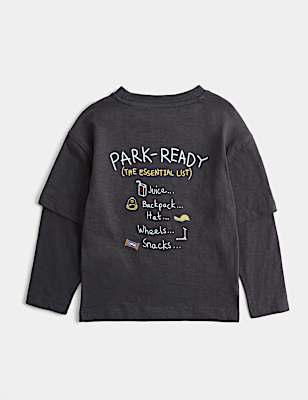Pure Cotton Mock Sleeve T-Shirt (2-8 Yrs)
