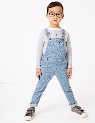 Denim Pinstripe Dungarees (2-7 Years)