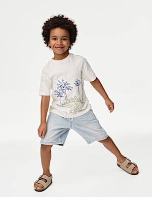 Pure Cotton Denim Shorts (2-8 Yrs)