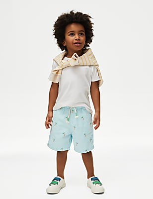 Pure Cotton Palm Tree Shorts (2–8 Yrs)