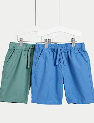 2 Pack Pure Cotton Ripstop Shorts (2-8 Yrs)