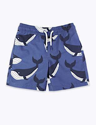 Whale Print Swim Shorts (2-7 Yrs)