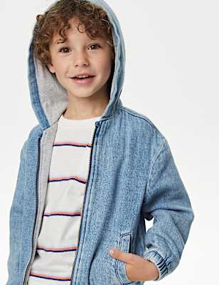 Denim Hooded Zip Jacket (2-8 Yrs)